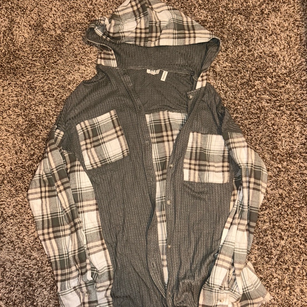 Plaid Hooded Shirt Jacket